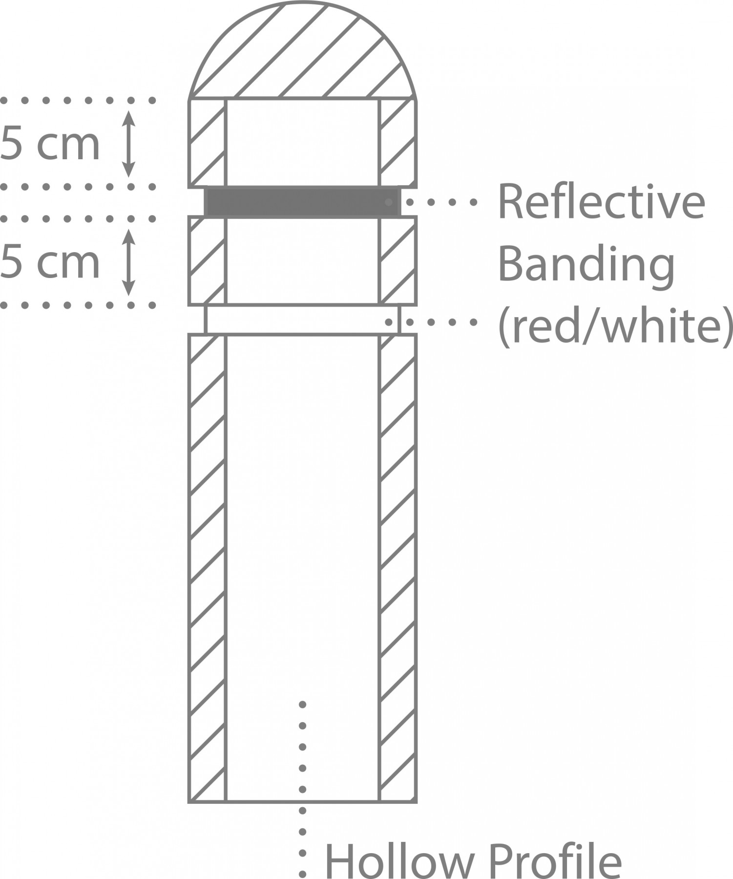 Bollard, dome shaped Ø 150mm Hollow profile